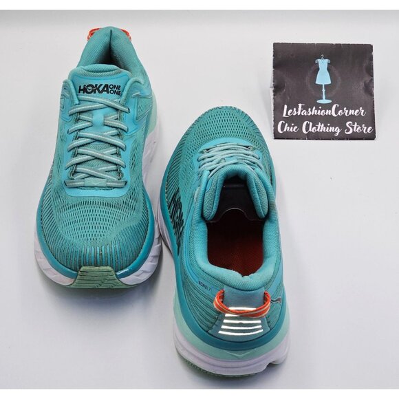 Hoka One One Bondi 7 Women's Green/White Mesh Athletic Running Shoes Sz 9.5 2654 - Picture 12 of 16